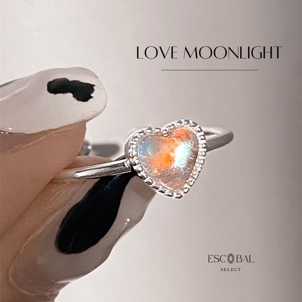 ESCOBAL✨แหวนเงินแท้ Love moonlight แหวนเพชรเปลี่ยนสี ของขวัญ Valentine ขายดี สไตล์ใหม่ 2024 ไม่ลอกไม่ดำ