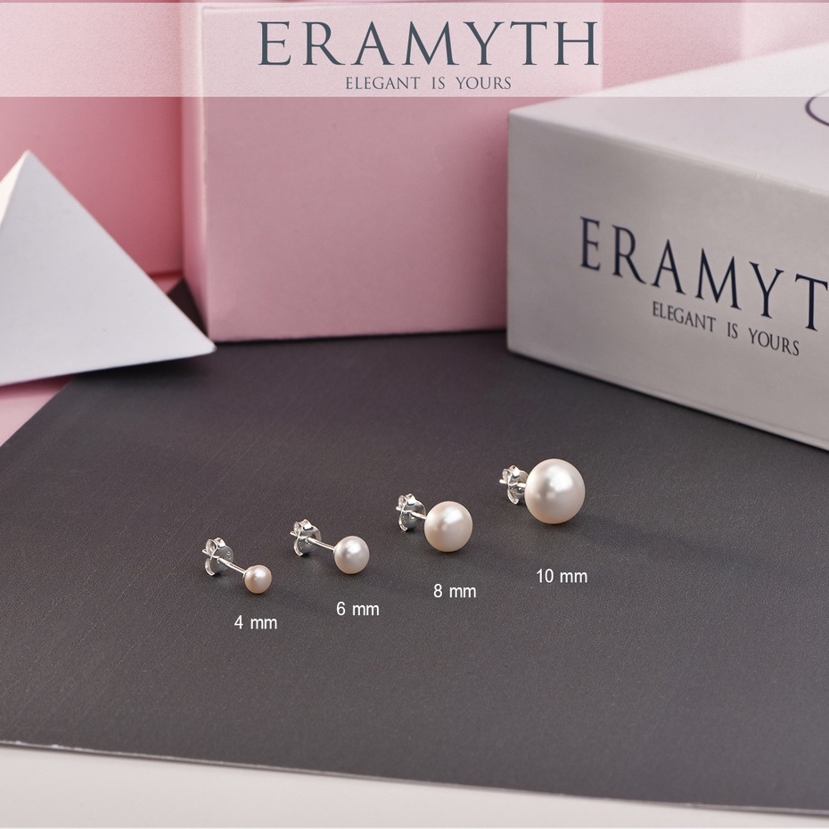 Eramyth Jewelry ต่างหูมุก แท้น้ำจืด ทรงซาลาเปา คัดเกรด(สินค้าขายเป็นคู่ค่ะ)
