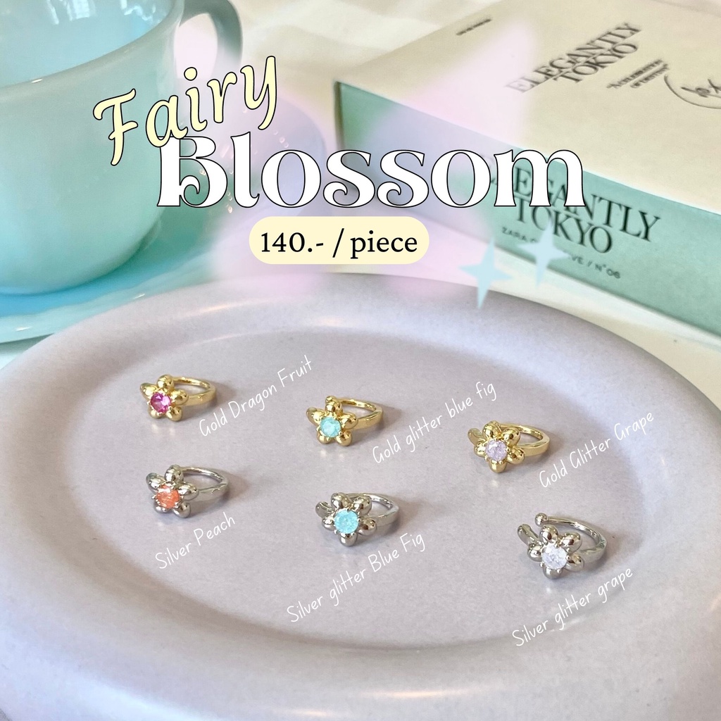 Fairy Blossom Ear Cuff เกี่ยวใบหู บีบเพื่อปรับขนาด - thegreenbox.tgb
