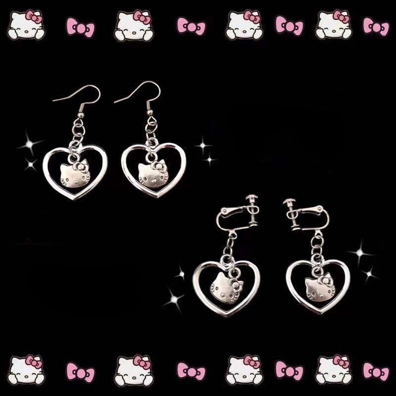 Fashion New Personality Harajuku Earrings Music Festival Peach Heart Love Cross Christ Hollow Asymmetric Earrings Earrings