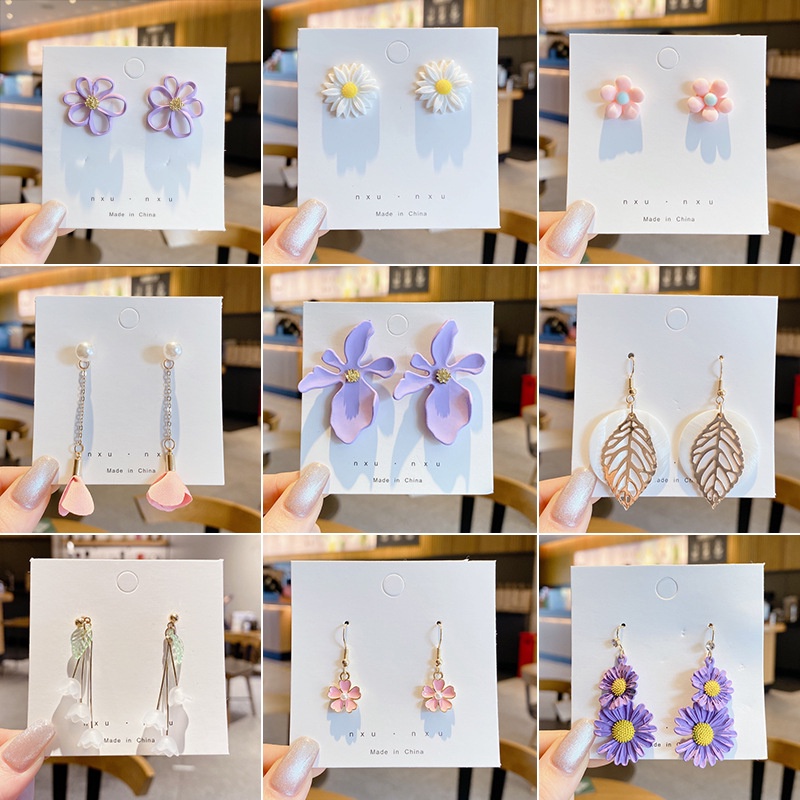 Flower earrings trend earrings atmosphere fashion sense French net red all-match earrings earrings