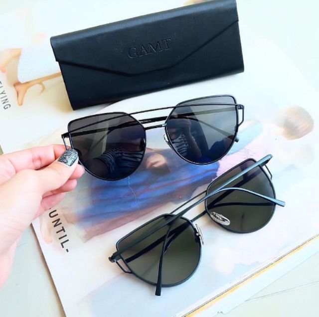 GAMT แว่นกันแดด Mirrored Cat Eye Sunglasses Metal Frame Flat Lens Women Sunglasses   แว่นกันแดด ยี่ห้อแกมท์.