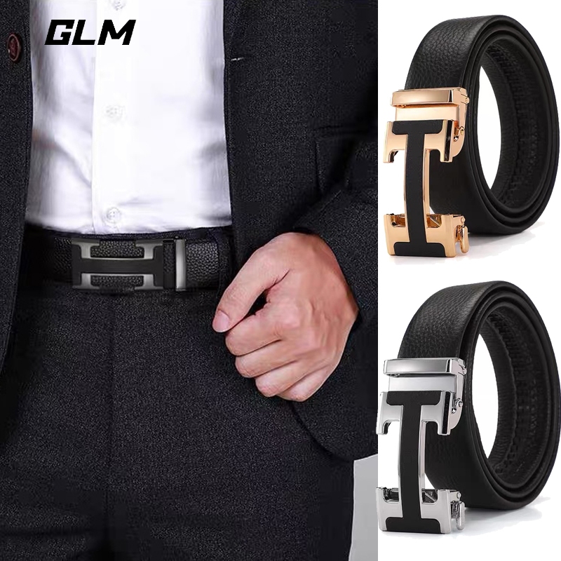 GLM เข็มขัดหนังผู้ชาย แฟชั่นสำหรับผู้ชาย เข็มขัดหนังวัว