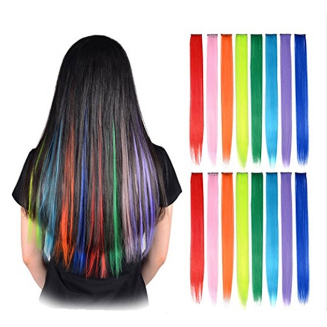 HOT  Hair Piece Color แฮร์พีช ช่อไฮไลท์ วิกผมผู้หญิงหลากสีวิกผมมนุษย์วิกผม 55 ซม กิ๊บช่อผม ไฮไลท์