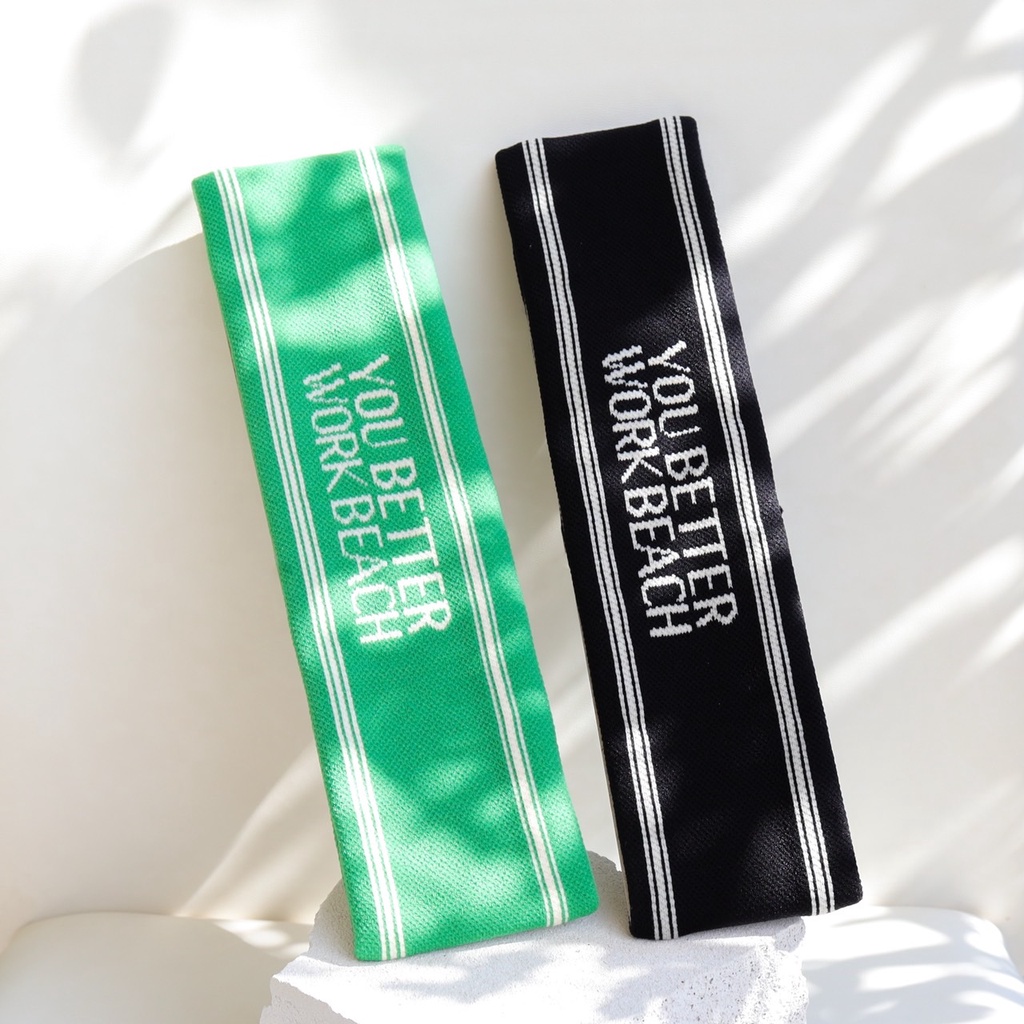 Headband ‘You Better Work Beach’ ผ้า cotton หนาสองชั้นขนาดใหญ่พิเศษ (เขียว,ดำ)