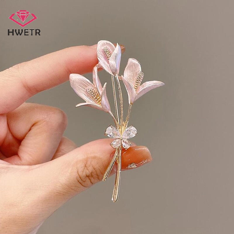 Hwetr เข็มกลัดคริสตัล รูปดอกไม้ ขนาดใหญ่ เครื่องประดับ สําหรับผู้หญิง