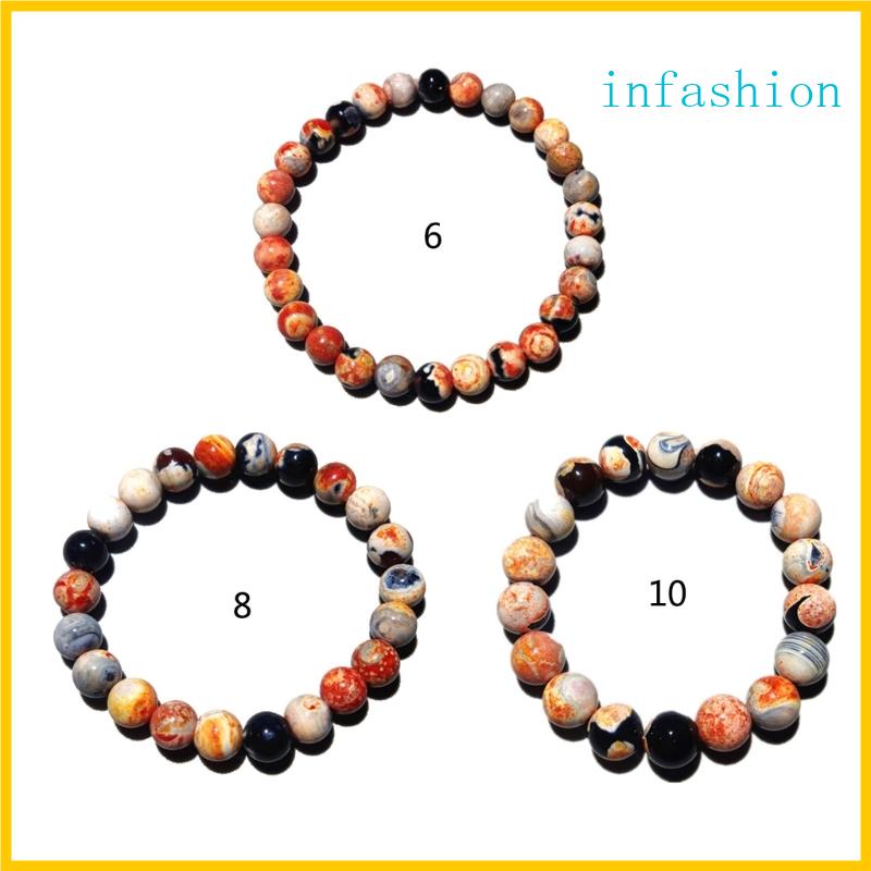 Inf สร้อยข้อมือ ลูกปัดหินอาเกตธรรมชาติ ทํามือ สําหรับผู้หญิง