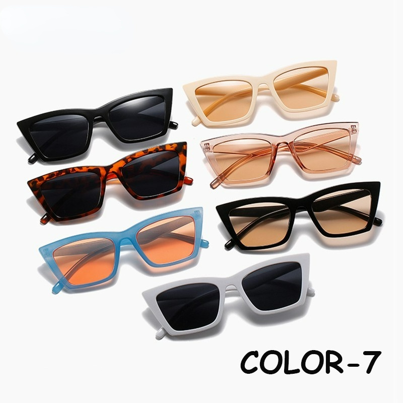 (JIUERBA) 【รองรับการขายส่ง】 แว่นกันแดดทรงแคทอาย แฟชั่นสไตล์ฮิปฮอป เกาหลี  มี 7 สี