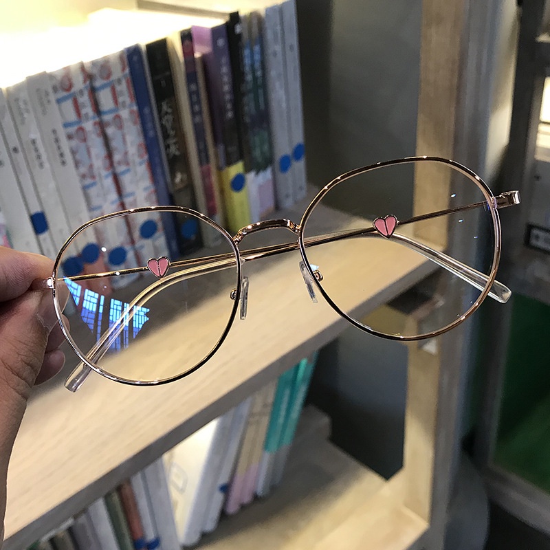 JS-506  แว่นตาสายตาสั้น  กรอบแว่นลายหัวใจ ครึ่งวงกลม สไตล์เกาหลี สําหรับนักเรียน 2023
