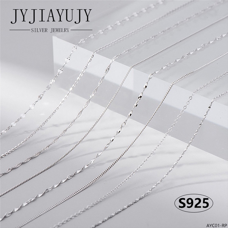 Jyjiayujy สร้อยคอโซ่เงินแท้ 100% S925 ยาว 40 45 50 ซม. สไตล์เกาหลี เครื่องประดับแฟชั่น สําหรับผู้หญิง AYC01-RP