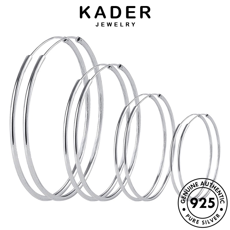 Kader ต่างหูห่วงเงิน 925 ทรงกลม ขนาดใหญ่ เครื่องประดับ สําหรับผู้หญิง M001