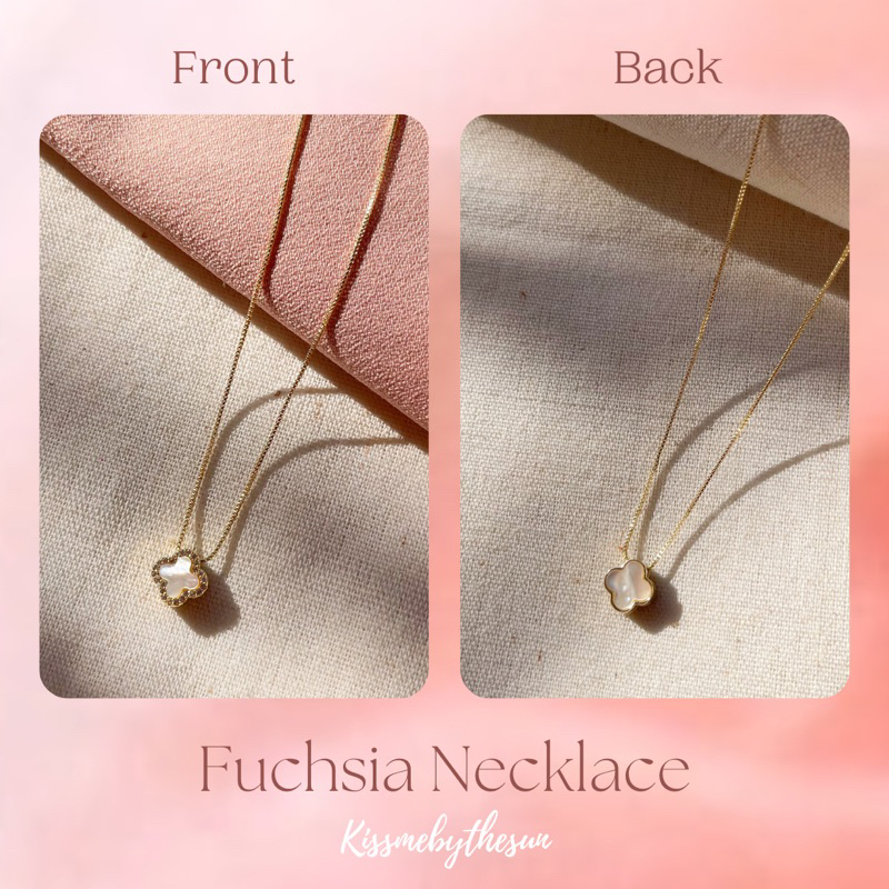 Kissmebythesun - Fuchsia Necklace | สร้อยคอจี้ดอกไม้ 2 in 1 ใส่ได้ 2 ด้าน ชุบทองคำขาว 14k