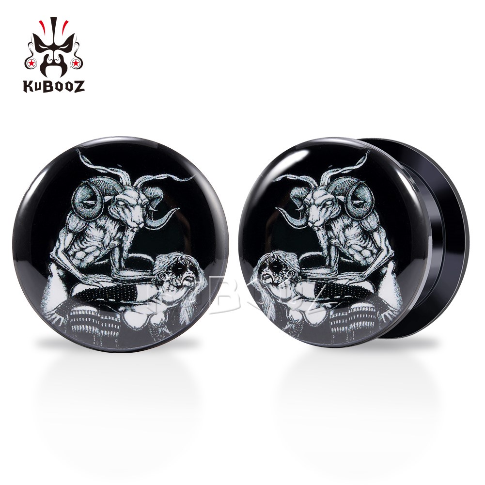 Kubooz จิวเจาะร่างกาย ต่างหู รูปการ์ตูนแพะ อะคริลิค ขยายได้ 6-30 มม. 2 ชิ้น