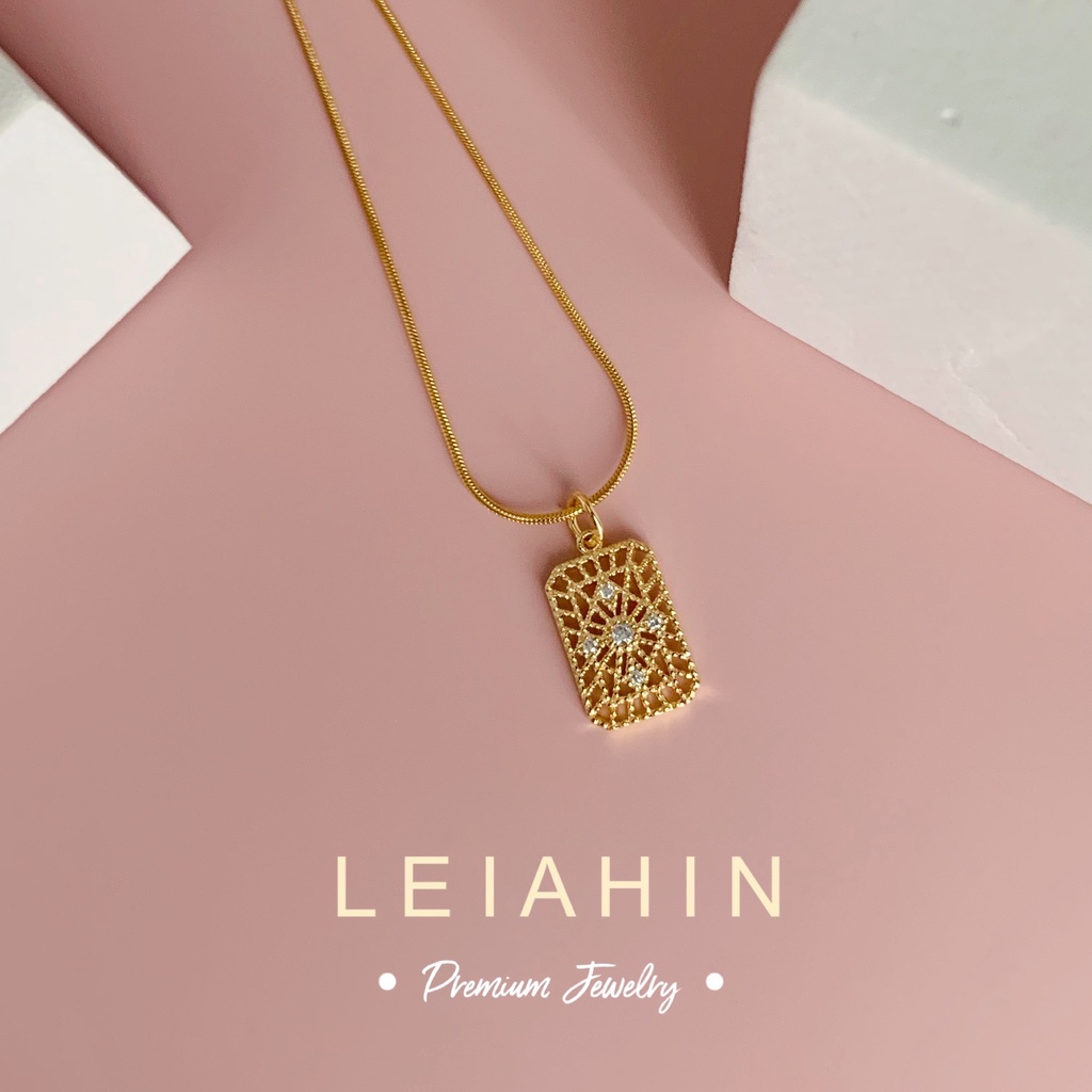LEIAHIN สร้อยคอแฟชั่นสุภาพสตรี 18K ชุบทองมู่ลี่โซ่เชนเกาหลีการตั้งค่าแฟชั่นเกาหลี