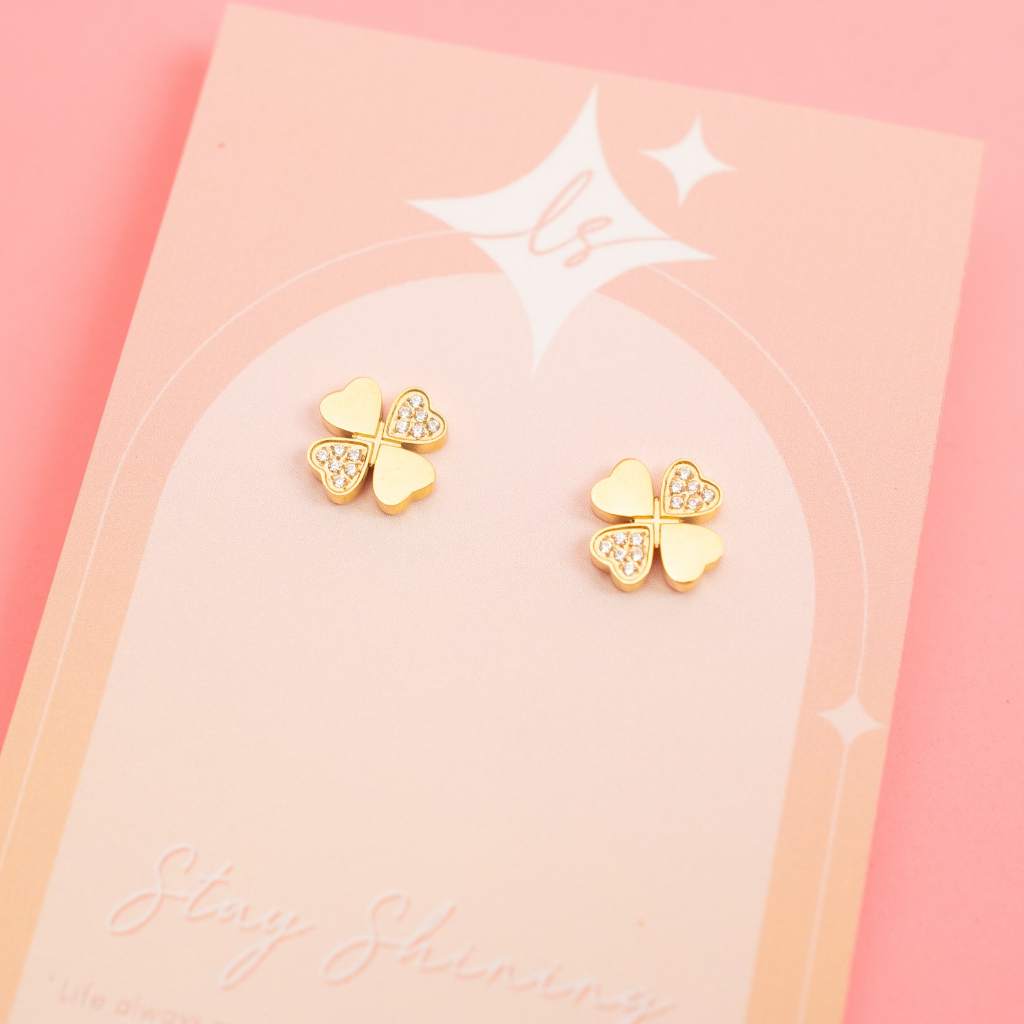 LELISA - Clover Earring ต่างหูโคลเวอร์แห่งความโชคดี - สแตนเลสแท้ ไม่ลอก ไม่ดำ แพ้ง่ายใส่ได้