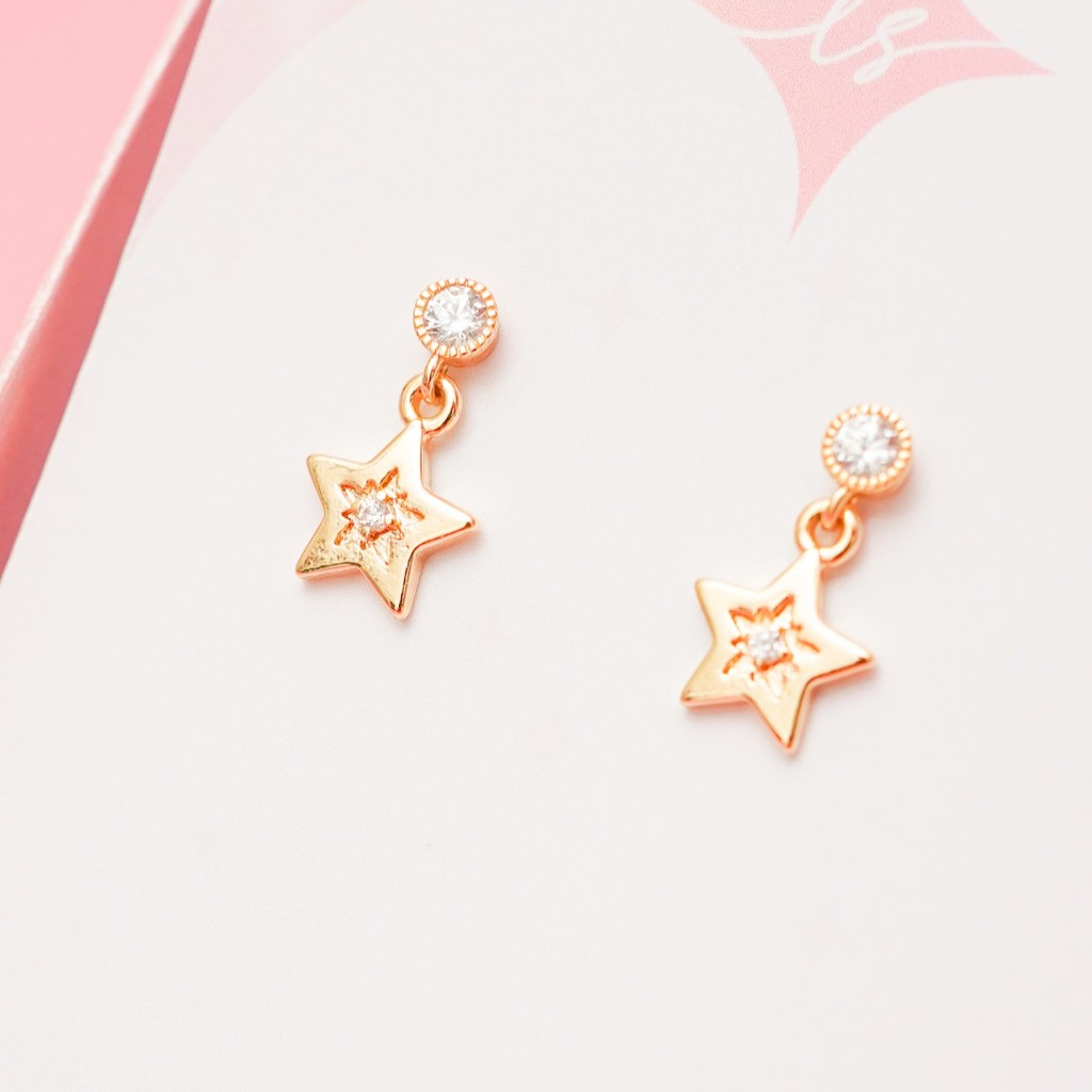 LELISA - Sparkle Earring - ต่างหูดาวและดาวแปดแฉก - แพ้ง่ายใส่ได้ ไม่ลอก ไม่ดำ