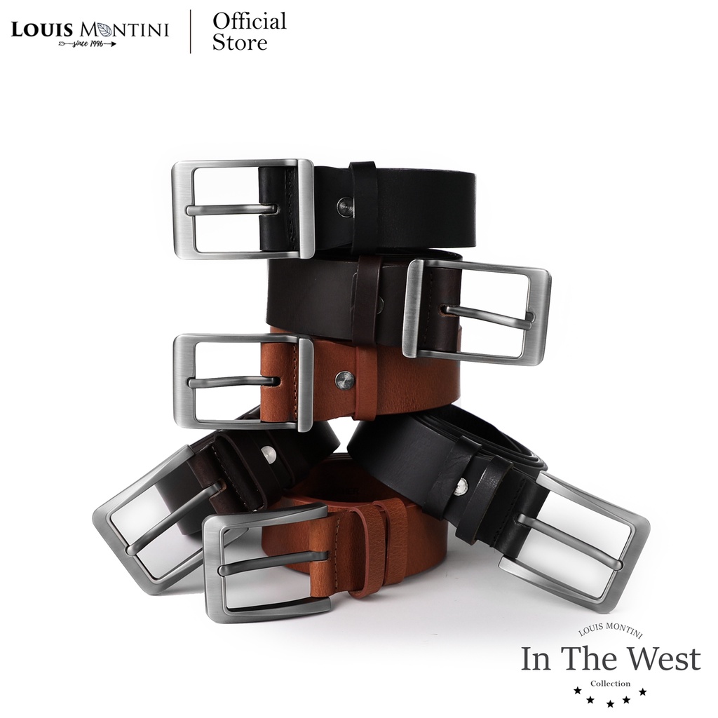 Louis Montini Classic FK Belt เข็มขัดหนังวัวแท้ หนังหนาหน้าเดียว FK Men Belt - MGN117