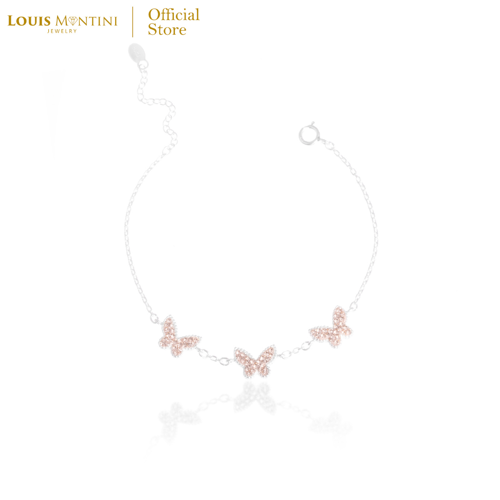 Louis Montini (Jewelry) Sterling Silver 925 Bracelet สร้อยข้อมือเงินแท้ 92.5% สร้อยข้อมือผู้หญิง รูป butterfly – LJBL08