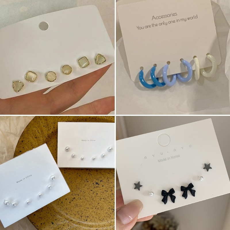 Love Camellia ชุดต่างหูสตั๊ด ประดับมุก โบว์ หมี อสมมาตร หลากสี เครื่องประดับแฟชั่น สําหรับผู้หญิง