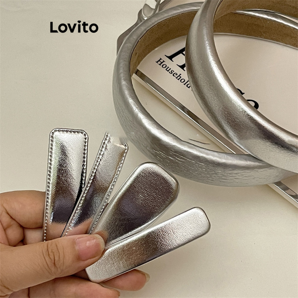 Lovito ที่คาดผมโลหะ เนื้อเรียบ ลําลอง สําหรับผู้หญิง LFA16215