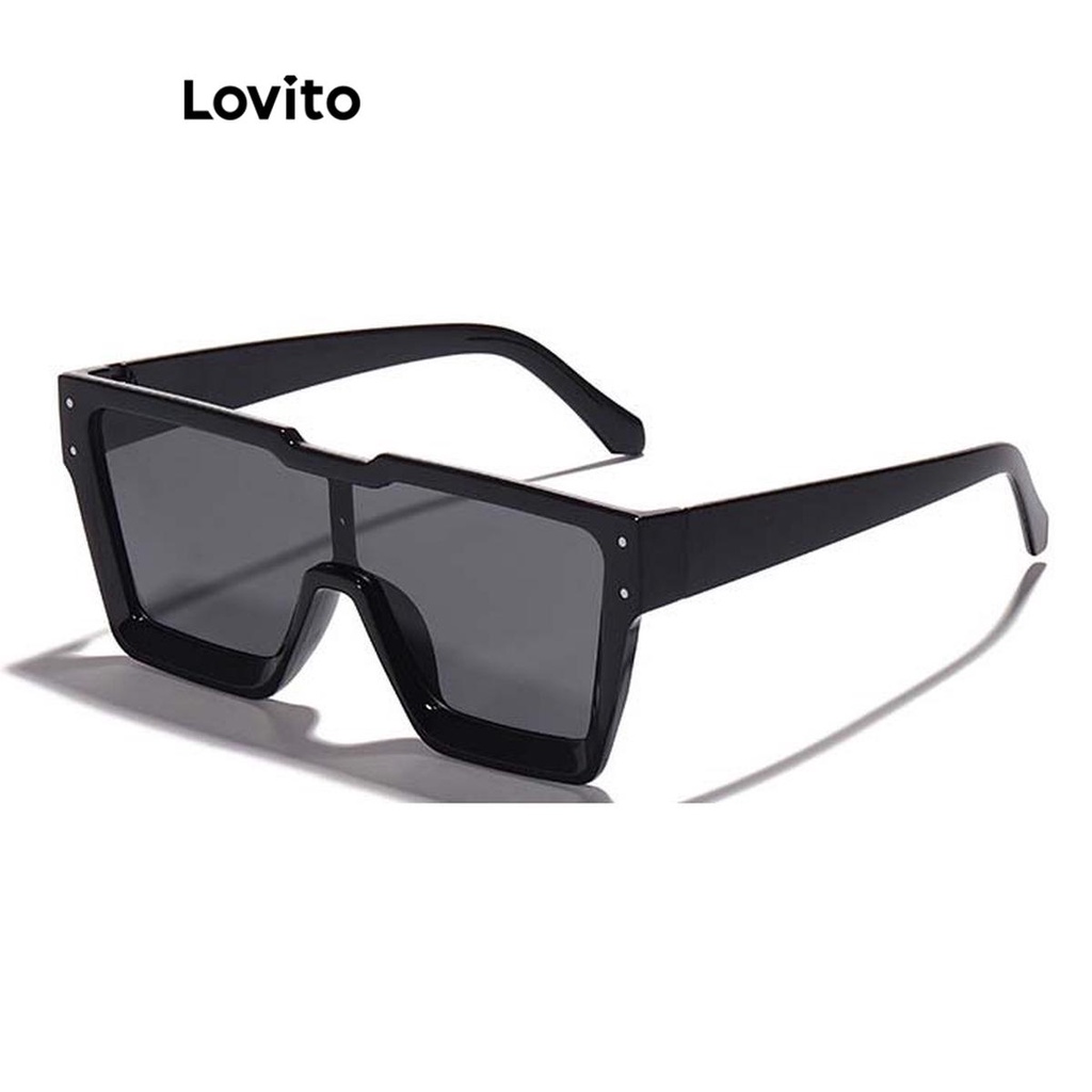 Lovito แว่นกันแดดผู้หญิง ป้องกันยูวี สีเรียบ สไตล์ลำลอง LCS05179