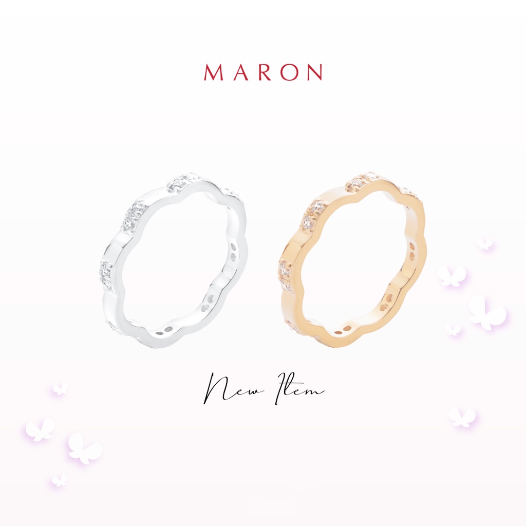 MARON - Happy Lining Ring แหวนเงินแท้ 925 ฝังพลอยเพทายสีขาว