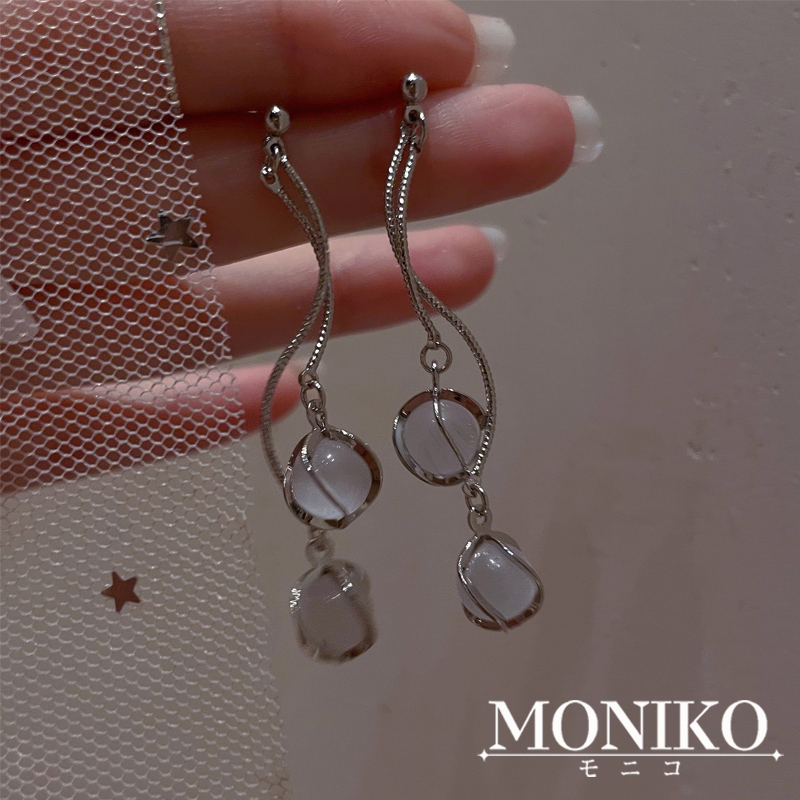 MONIKO ต่างหูเข็มเงิน 925 ประดับพู่ยาว โอปอล หรูหรา เครื่องประดับ สําหรับผู้หญิง