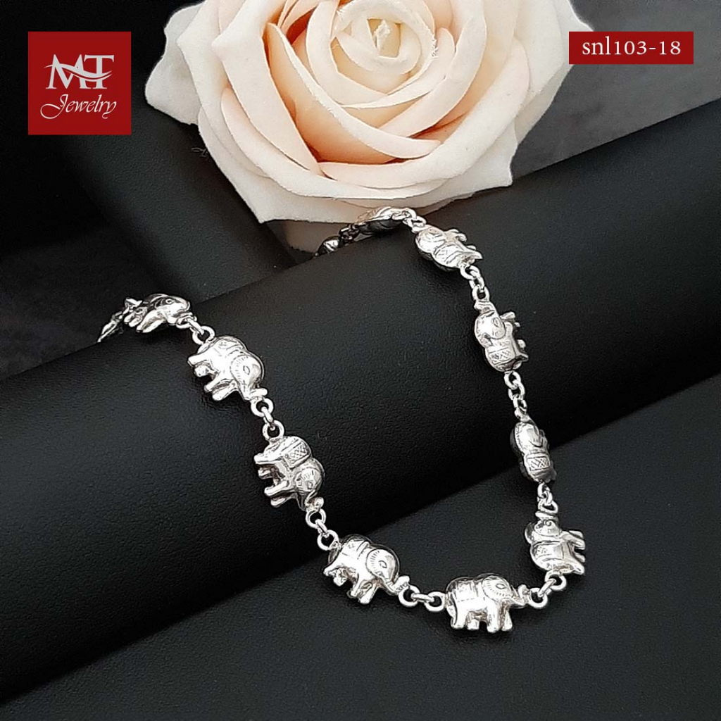 MT สร้อยคอเงินแท้  รูปช้าง ยาว 18 นิ้ว สร้อยคอระย้า 925 Sterling Silver Elephant Necklace (snl103-18) MT Jewelry มณีธารา