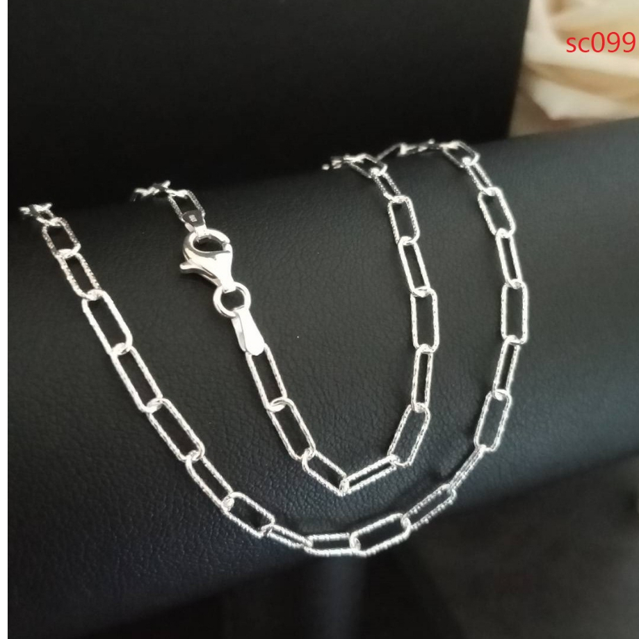 MT สร้อยคอเงินแท้ ลายเปเปอร์คลิป (คลิปหนีบกระดาษ) งานอิตาลี ยาว 18 นิ้ว Paper Clip Chain (sc099-18) MT Jewelry มณีธารา
