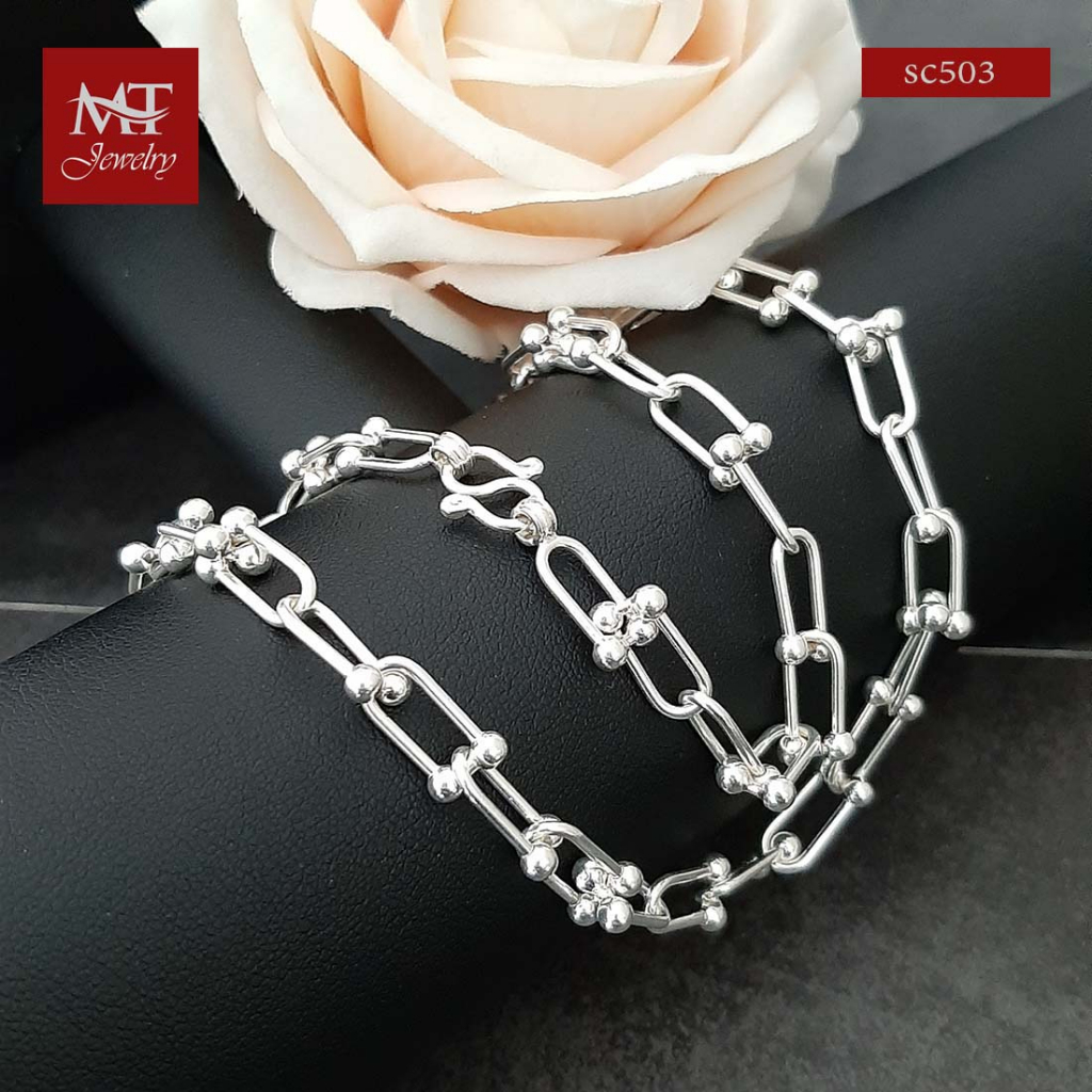 MT สร้อยคอเงินแท้ ลายโซ่ โมเดิร์น ทันสมัย กว้าง 5.0-5.2 มม. ยาว 20, 22 นิ้ว Silver Chain (sc503) MT Jewelry มณีธารา