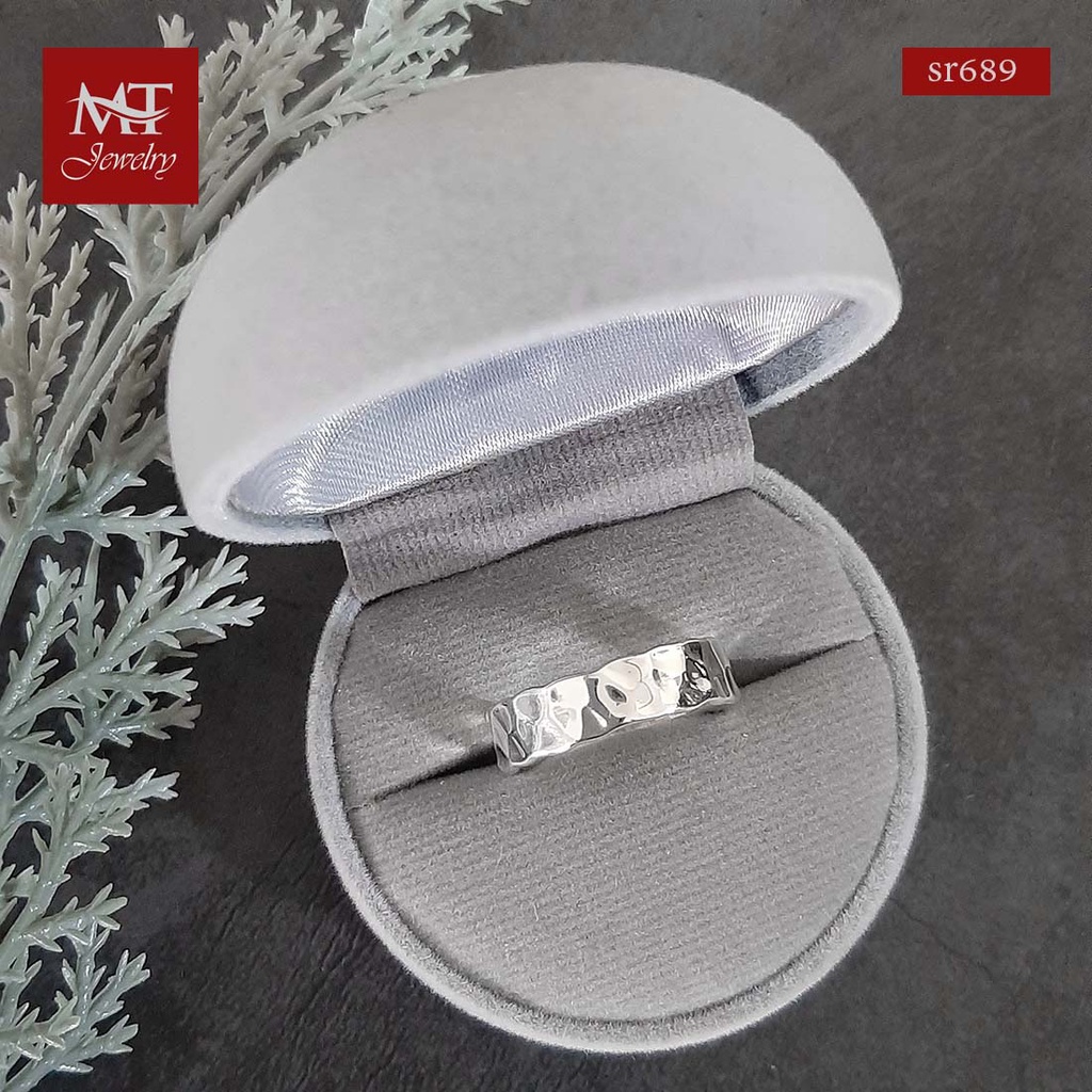 MT แหวนเงินแท้ แบบทุบลาย ค้อนทุบ ไซส์: 57 Sterling Silver Ring (sr689) MT Jewelry มณีธารา