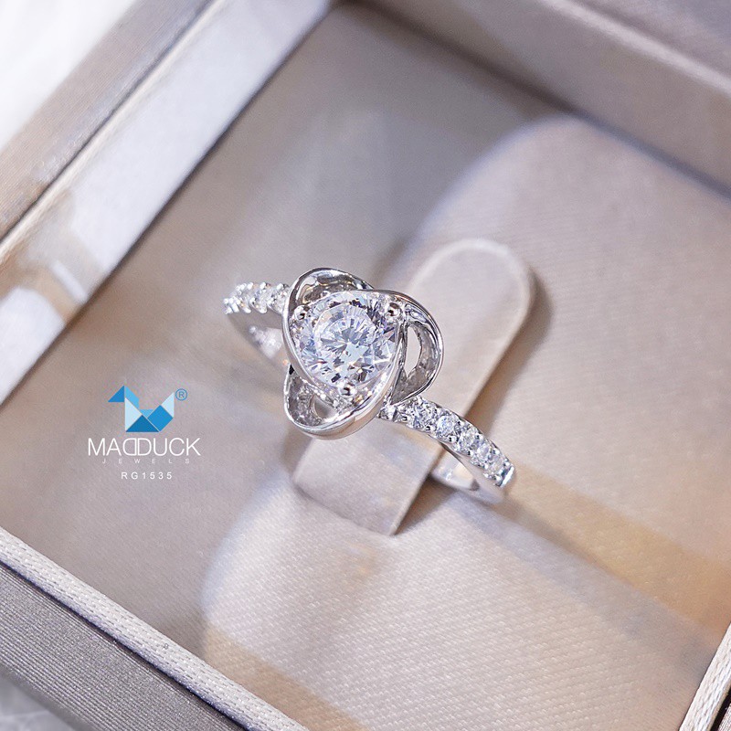 Madduckjewels แหวนเงินแท้ เพชร CZ ชุบโรเดียม RG1535