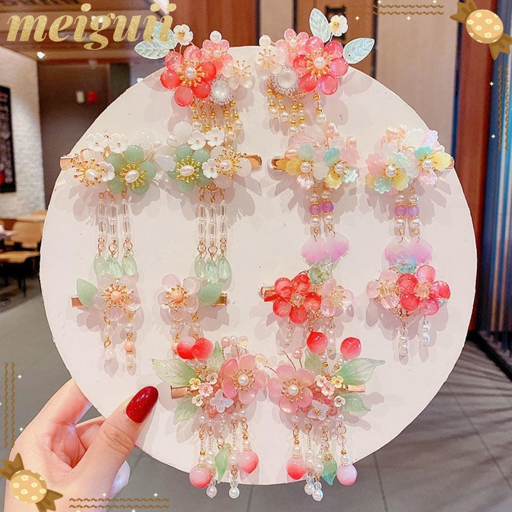 Meiguii เครื่องประดับผม กิ๊บติดผม รูปผีเสื้อ ประดับพู่น่ารัก แฟชั่นฮั่นฝู สําหรับเด็กผู้หญิง