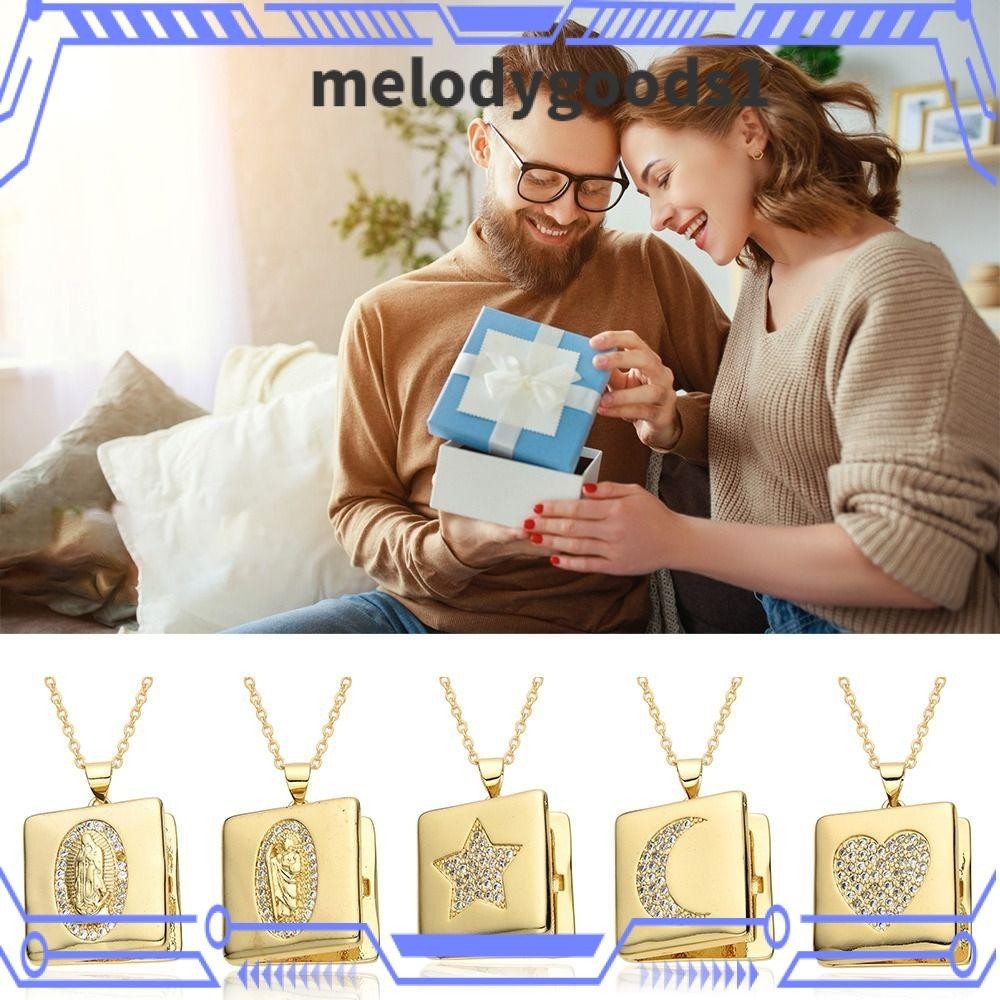 Melodygoods1 สร้อยคอ จี้ล็อกเก็ต ทรงสี่เหลี่ยม เปิดได้ เครื่องประดับแฟชั่น สําหรับวันวาเลนไทน์ DIY