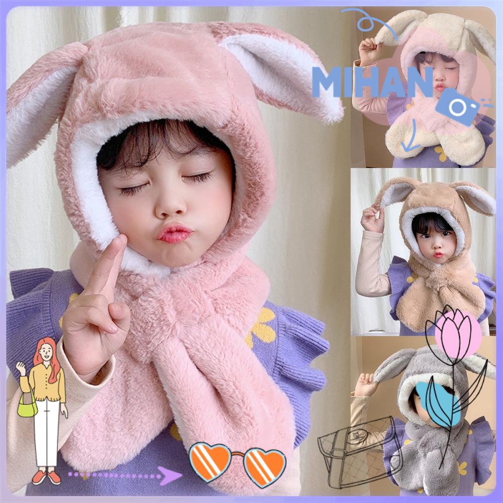 Mh หมวกผ้ากํามะหยี่ขนนิ่ม ลายการ์ตูนน่ารัก ให้ความอบอุ่น