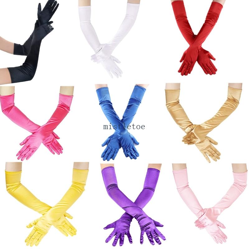 Mis ถุงมือยาว ผ้าซาติน ประสิทธิภาพสูง สําหรับผู้หญิง ใส่เต้นรํา งานแต่งงาน