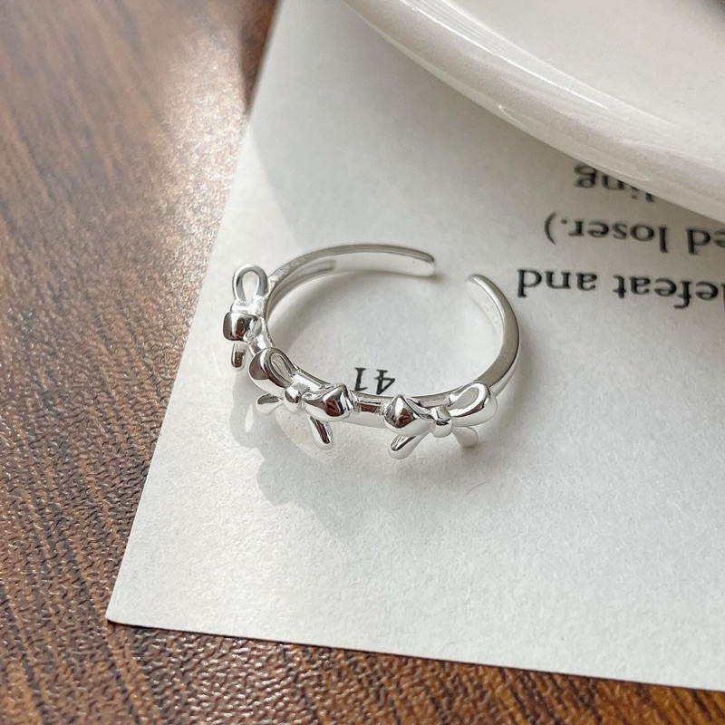 Mousse ring S925 แต่งโบว์จิ๋วสามชิ้น