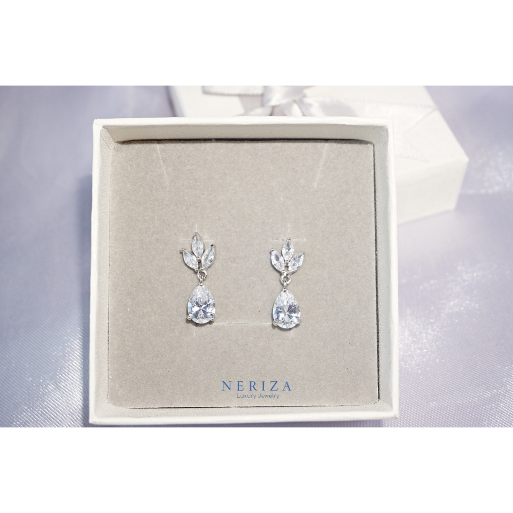 Neriza Jewelry/ต่างหูระย้าเพชรสังเคราะห์ ประกายเทียบเท่าเพชรแท้ NE049
