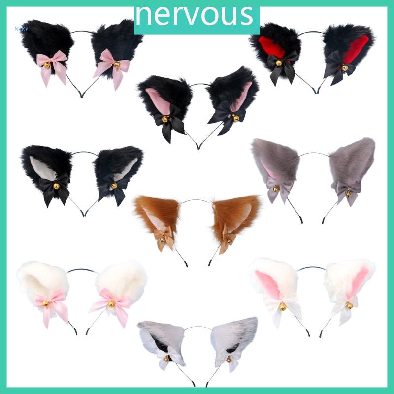 Nerv ที่คาดผม แต่งหูแมว ประดับโบว์น่ารัก สไตล์โลลิต้า สําหรับผู้หญิง