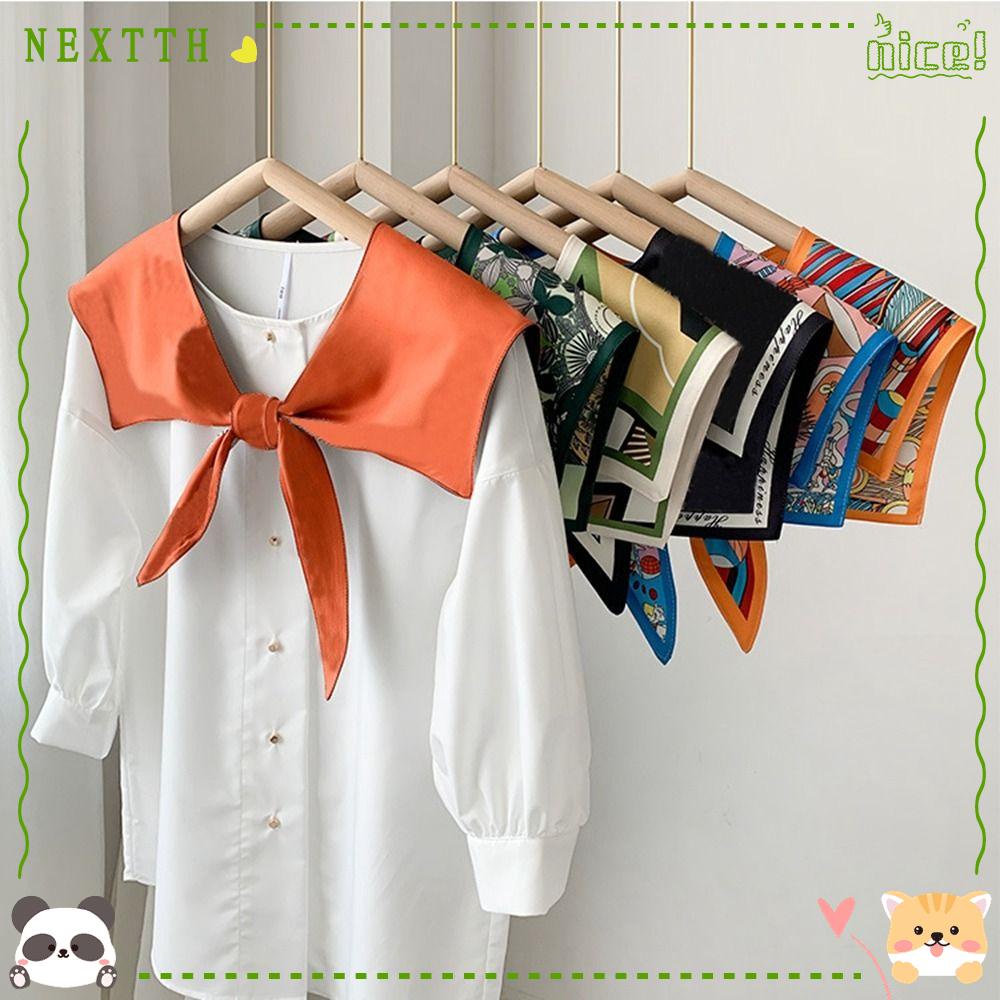 Nextth ผ้าคลุมไหล่ กันแดด ผ้าไหม ปลอกคอ ถอดออกได้ ผ้าพันคอแฟชั่น ตกแต่งคอปกปลอม ผู้หญิง
