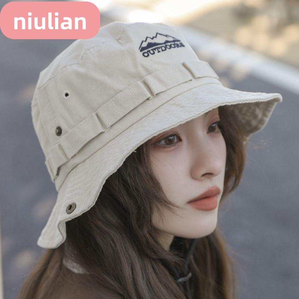 Niulian หมวกปีกกว้าง กันแดด ผ้าฝ้าย ป้องกันรังสียูวี คุณภาพสูง สไตล์ชาวประมง แฟชั่นฤดูร้อน