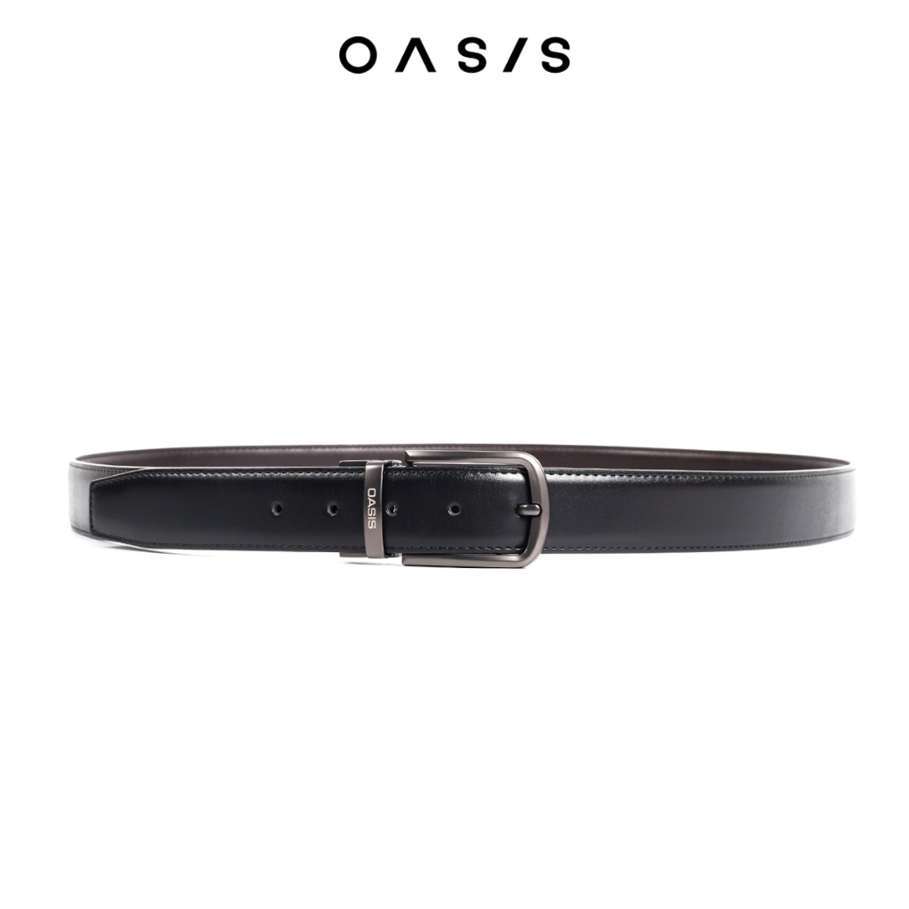 OASIS เข็มขัดหนังผู้ชาย เข็มขัดหนังแท้ รุ่นABLB-4483-BL สีดำ