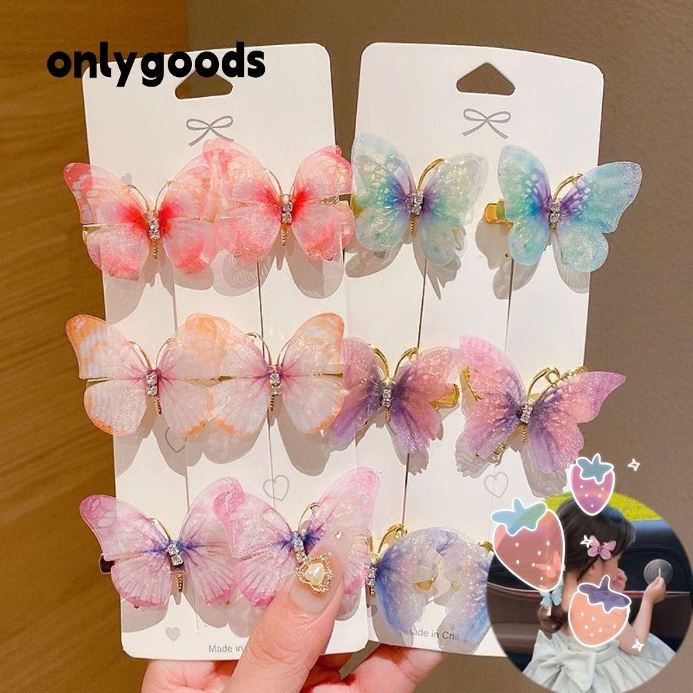 ONLY เครื่องประดับ กิ๊บติดผม รูปผีเสื้อ สีรุ้ง สําหรับเด็กผู้หญิง