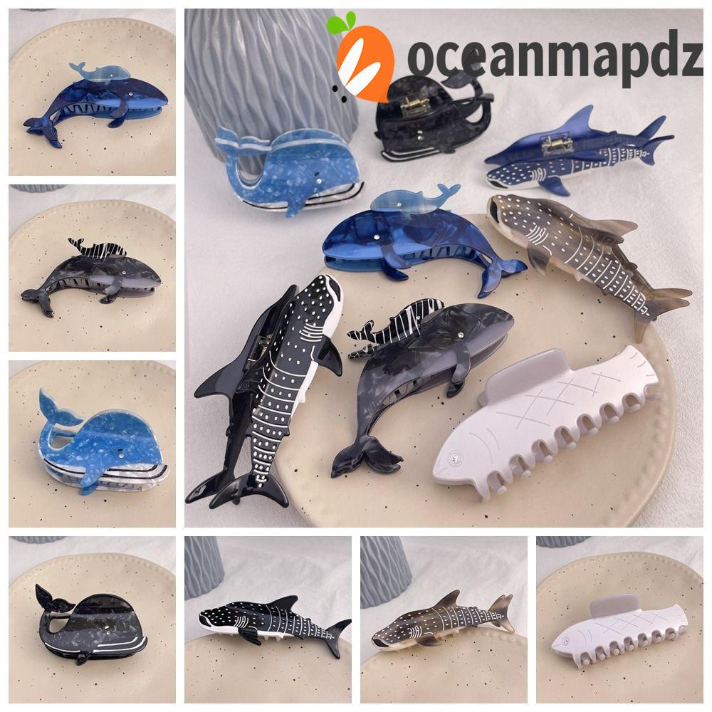 Oceanmapdz กิ๊บติดผม รูปการ์ตูนปลาโลมา ปลาวาฬ สีฟ้า แฟชั่น สําหรับชีวิตประจําวัน