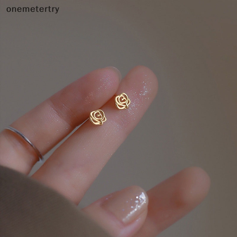 Onem ต่างหูสตั๊ด รูปดอกกุหลาบ ขนาดเล็ก สไตล์ฝรั่งเศส เรียบง่าย หรูหรา สําหรับผู้หญิง