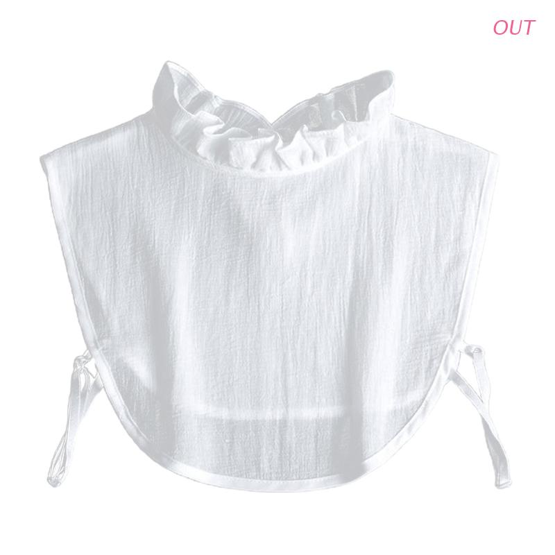 Out เสื้อเชิ้ตคอปกแต่งระบายสีขาวสําหรับผู้หญิง