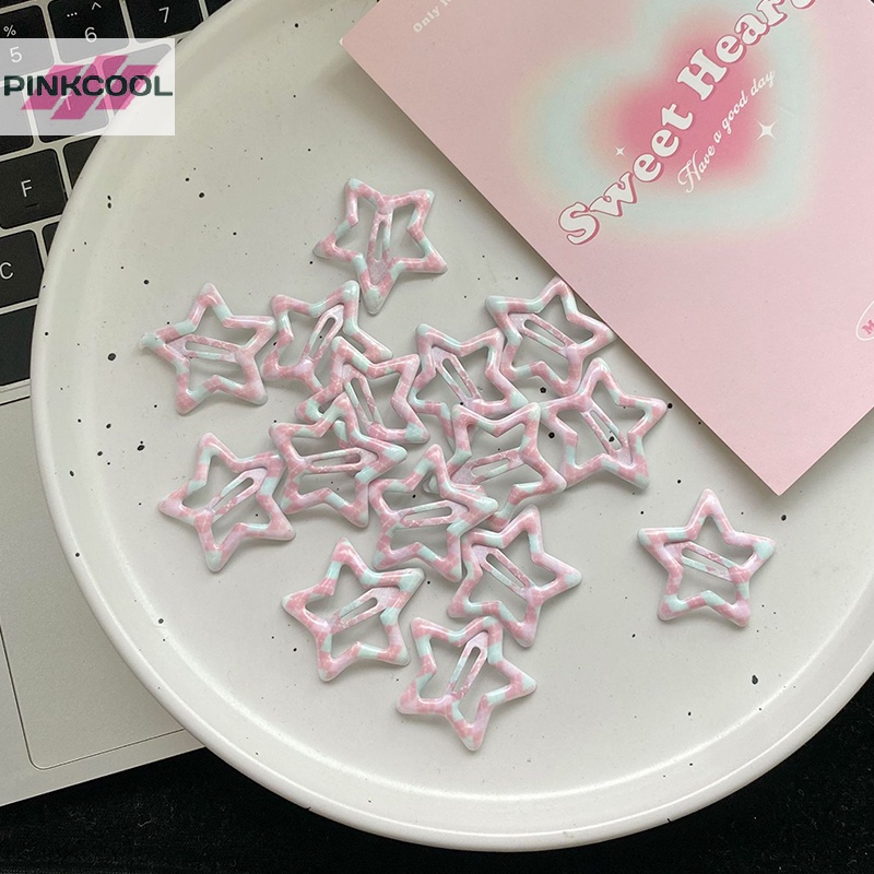 Pinkcool กิ๊บติดผม รูปดาวห้าแฉก สีแคนดี้ น่ารัก สไตล์ฮาราจูกุ สําหรับผู้หญิง 2 ชิ้น