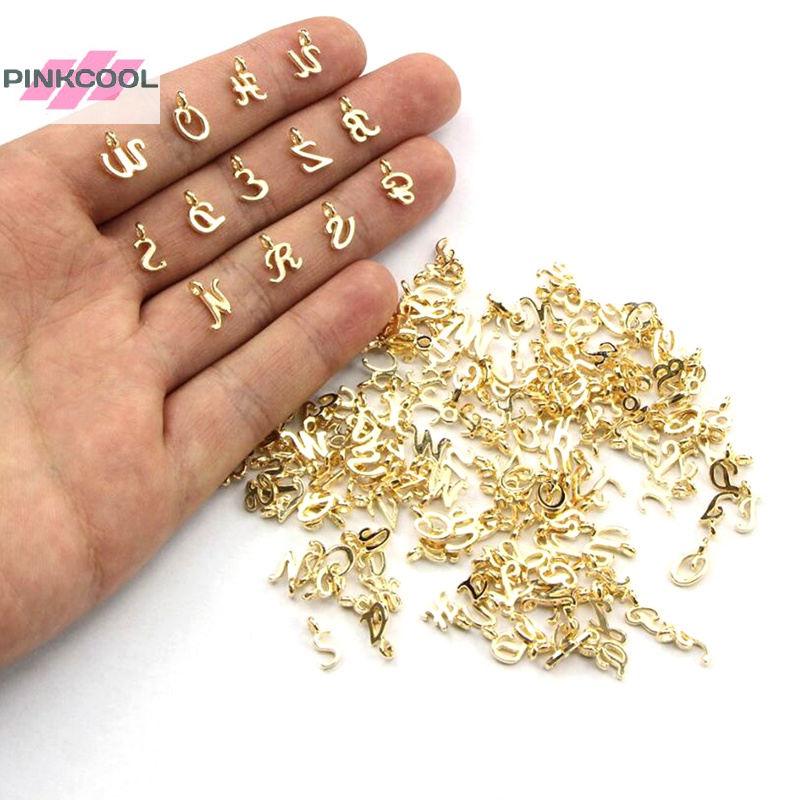 Pinkcool ขายดี จี้ตัวอักษร A-Z สีทอง สําหรับทําเครื่องประดับ DIY 26 ชิ้น