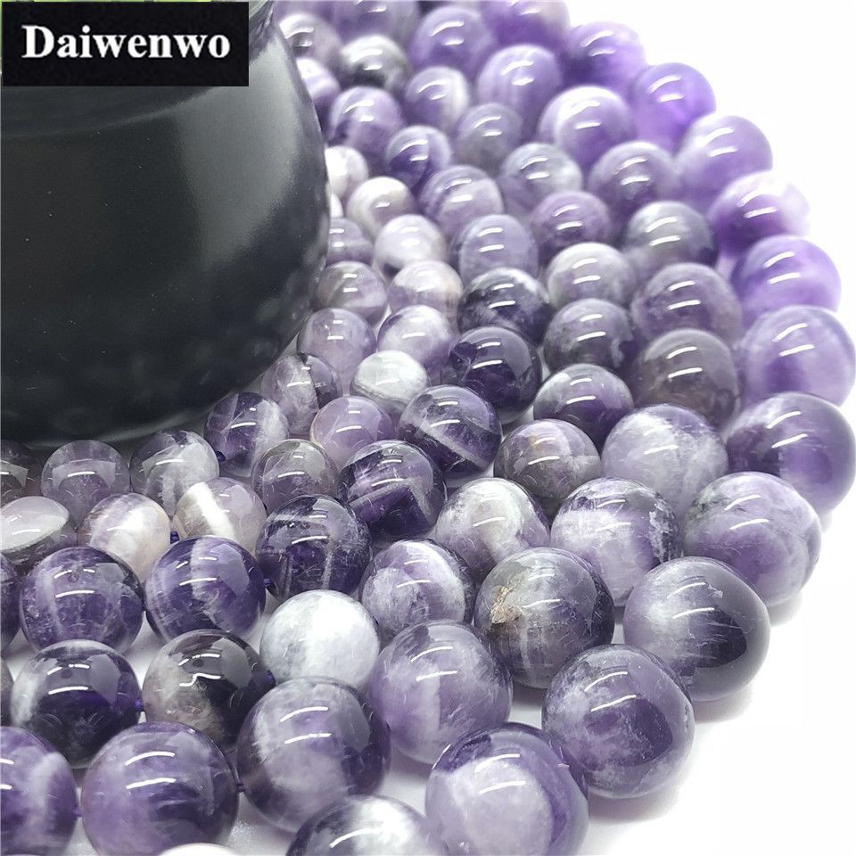 Purple Crystal Beads ลูกปัดคริสตัลสีม่วง 4-12 มิลลิเมตรรอบธรรมชาติหลวมอเมทิสหินอุปกรณ์ Diy
