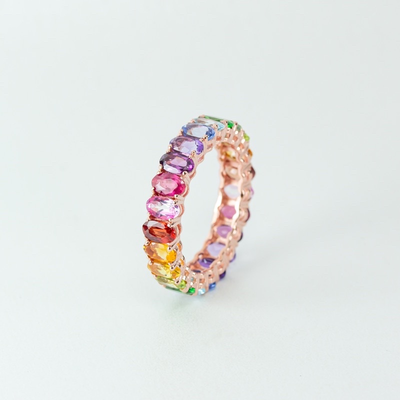 Rainbow Oval Eternity ring แหวนรอบนิ้วสีรุ้ง
